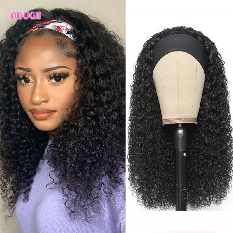 Headband Wigs Human Hair Deep Wave 16 Inch Wig Glueless Headband Wig Deep Wave None Lace Front Wigs Human Hair 150% Density Wig