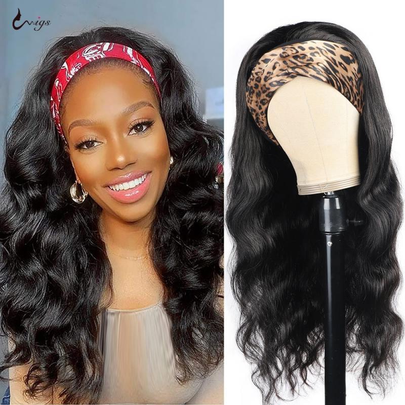 Uwigs 250 Density Glueless Headband Wig Human Hair Body Wave Human Hair Wig Brazilian Remy Full Machine Made Hair Wigs For Women