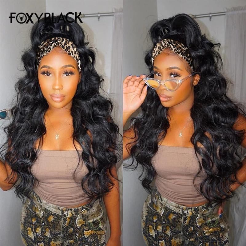 Brazilian Body Wave Headband Wig Human Hair Glueless Remy 180 Density Headband Wig Human Hair Wigs For Women With Scarf