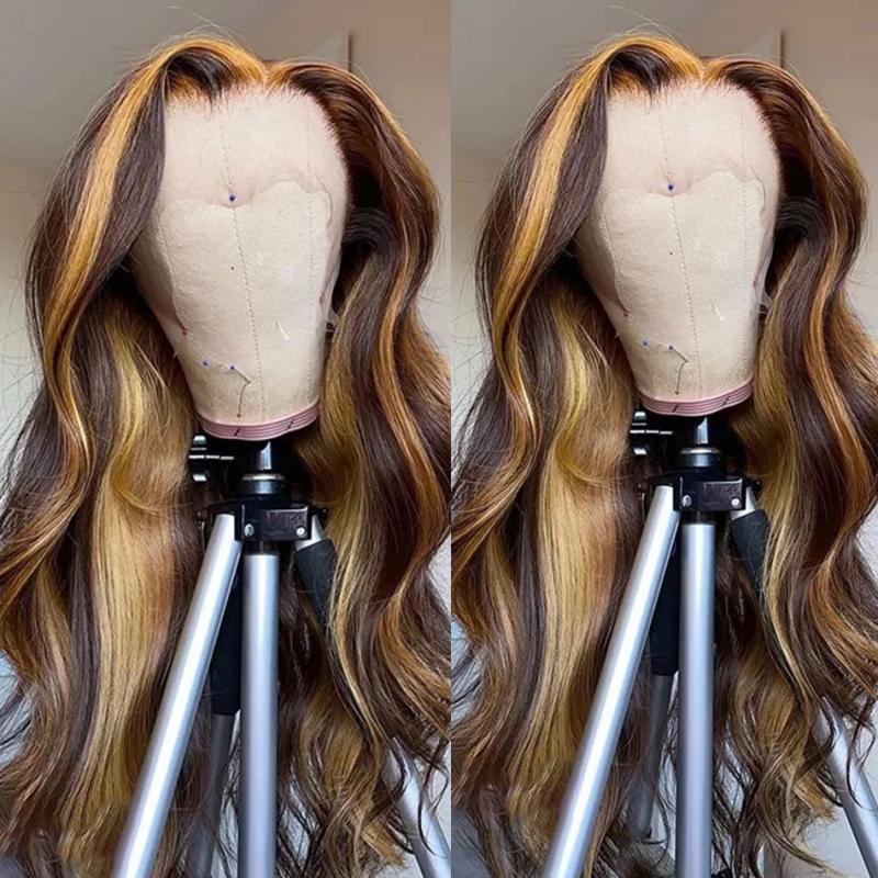 Highlight Wig Human Hair 13x4 Lace Frontal Wig Colored Human Hair Wigs For Women 30 Inch Honey Blonde Body Wave Lace Front Wig