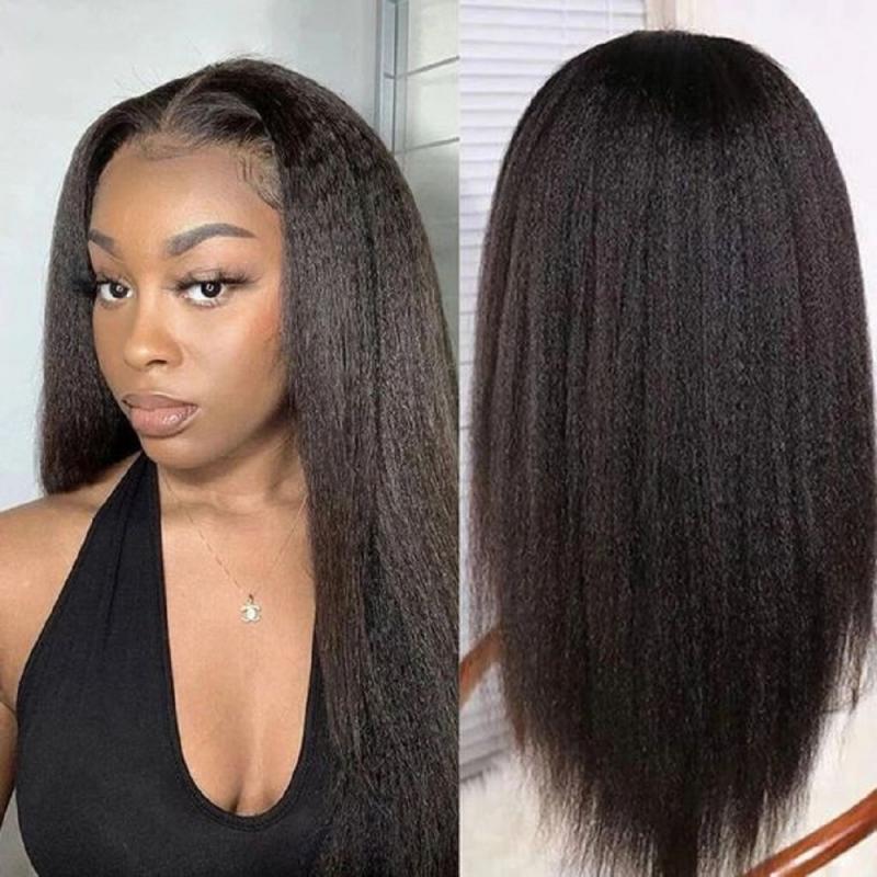 Kinky Straight Human Hair Wigs For Women Human Hair Lace Frontal Wig Lace Front Human Hair Wigs Transparent Lace Frontal Wig