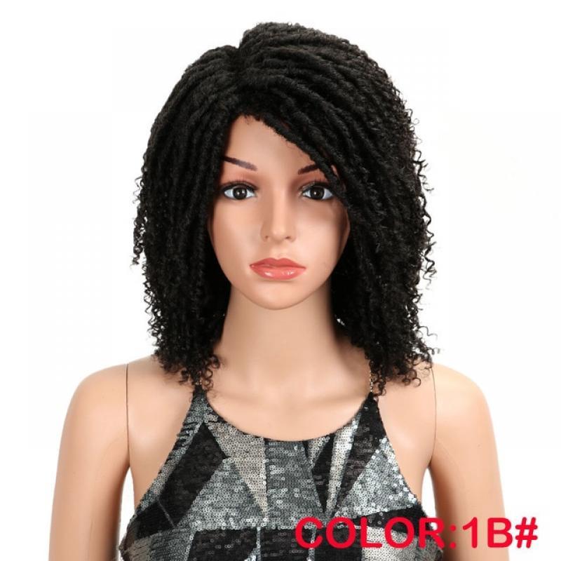 MAGIC Synthetic Soft Short Wigs For Black Women 14Inch High Temperature Fiber Dreadlock Ombre Brown Black Crochet Twist Hair