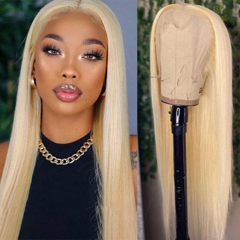 Silk Straight Synthetic Lace Front Wig Synthetic Lace Wigs for Women Lace Frontal Wig 613 Blonde Lace Front Wig Cosplay 24 inch