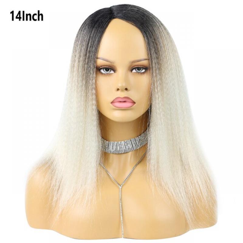 14 Inch Synthetic Yaki Hair Wig Natural Soft Afro Kinky Straight Hair Wigs For African Women Wigs Daily Use