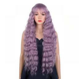Magic 30inches Nature Wave Wig With Bangs Ombre Blond Wig Synthetic Wig For Women Daily Use Heat Resistant Fiber Hair Cosplay
