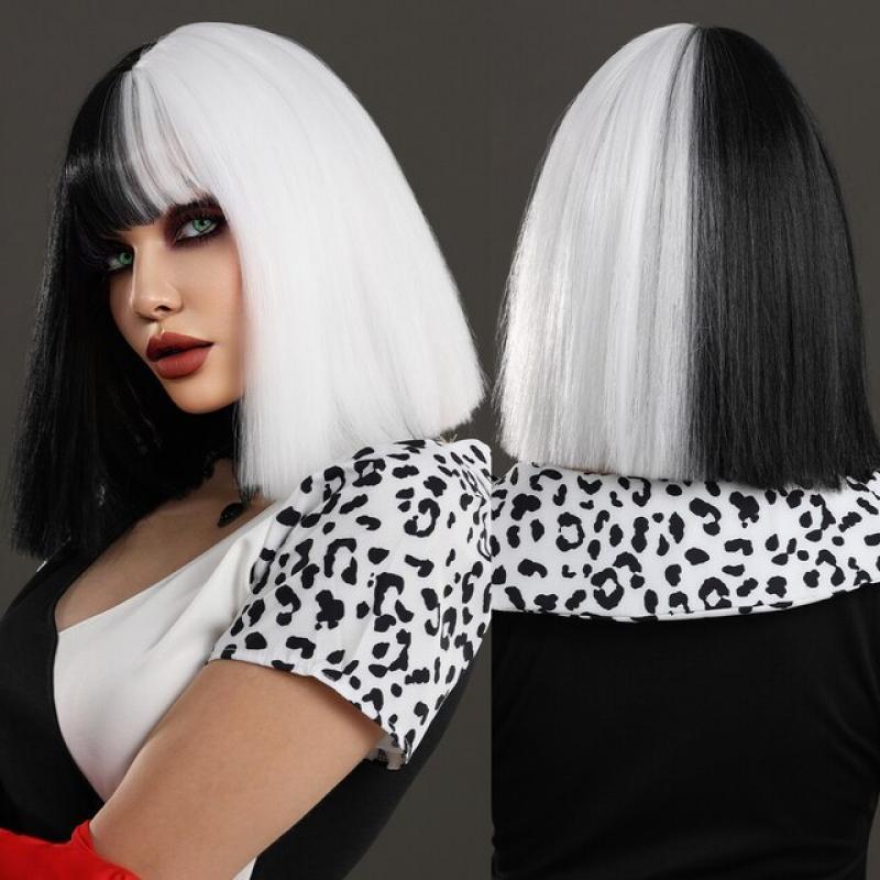 NAMM Ombre Blonde Wig for Women Daily Party Fluffy Bob Wig Natural Synthetic Hair Fashion Wig with Bangs Heat Resistant Fiber