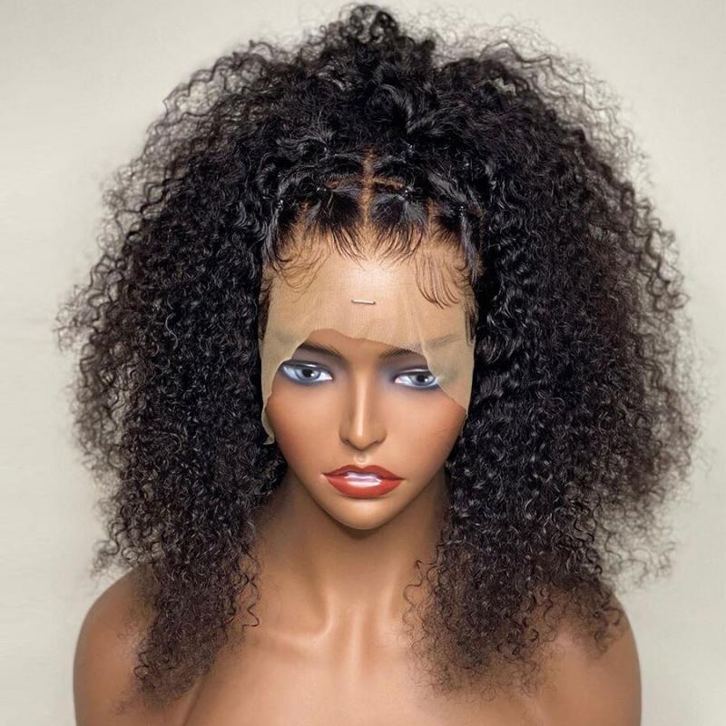 Glueless Soft Natural Black 180% Density Kinky Curly Preplucked 26inch Long Lace Front Wig  For Women BabyHair Daily Cosplay