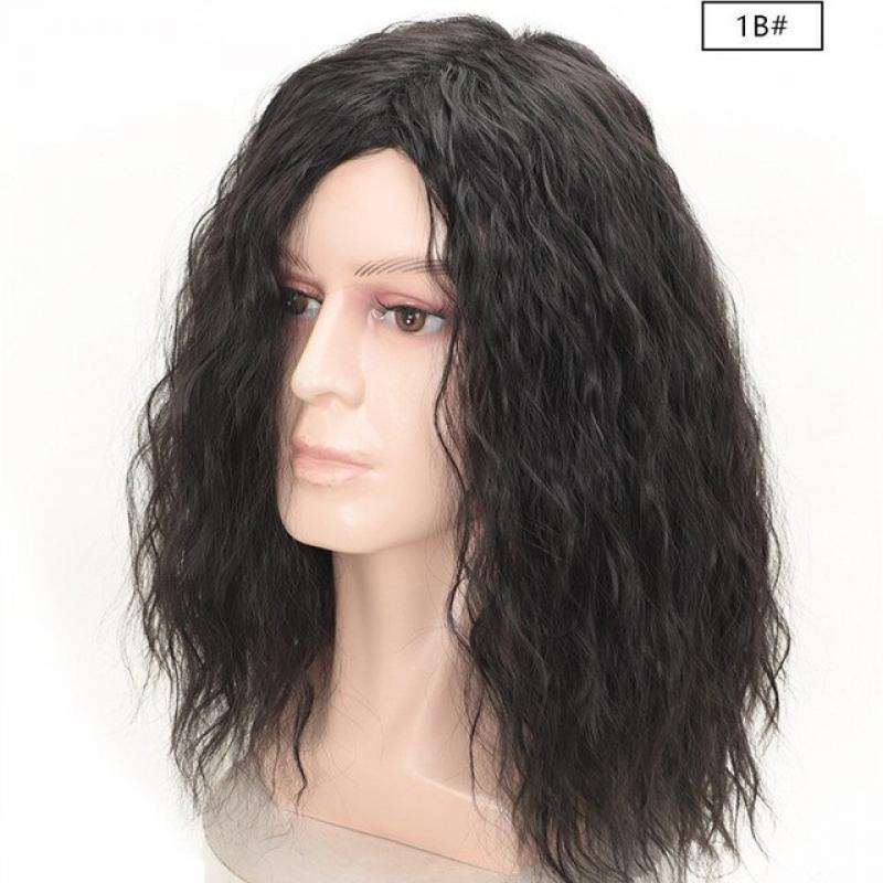 GURUILAGU Cosplay Wigs Male Curly Hair Synthetic Wigs for Men Brown Black Wig Fluffy Nightclub Wig on Sale Clearance