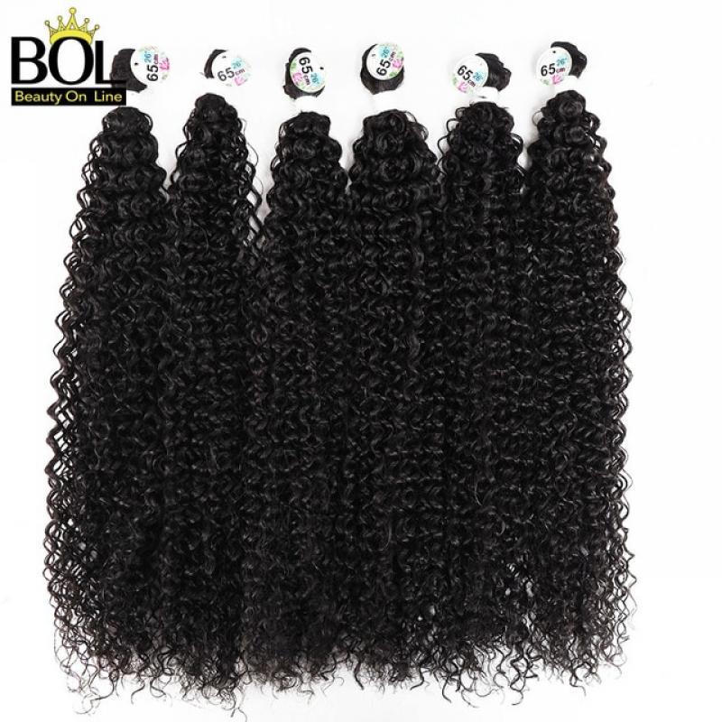 BOL Synthetic Hair Weave Jerry Curly Hair Bundles 3/6/9pcs/Lot Natural Black Soft Long Hair Extensions for Women Daily Use