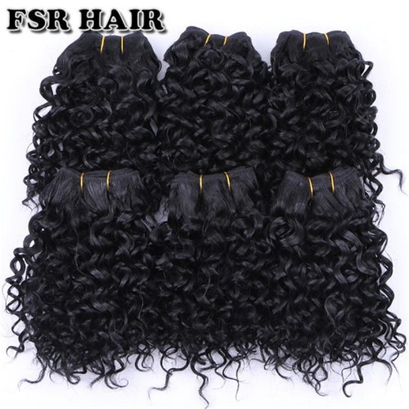 FSR Synthetic Hair weave Short Kinky Curly hair weaving 6 pieces/Lot 210g hair product