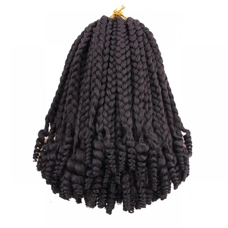Sambraid Synthetic Crochet Hair Short Bob Box Braid with Curly Ends 10Inch Omber Blonde Pre Stretched Box Braids for Women Kids
