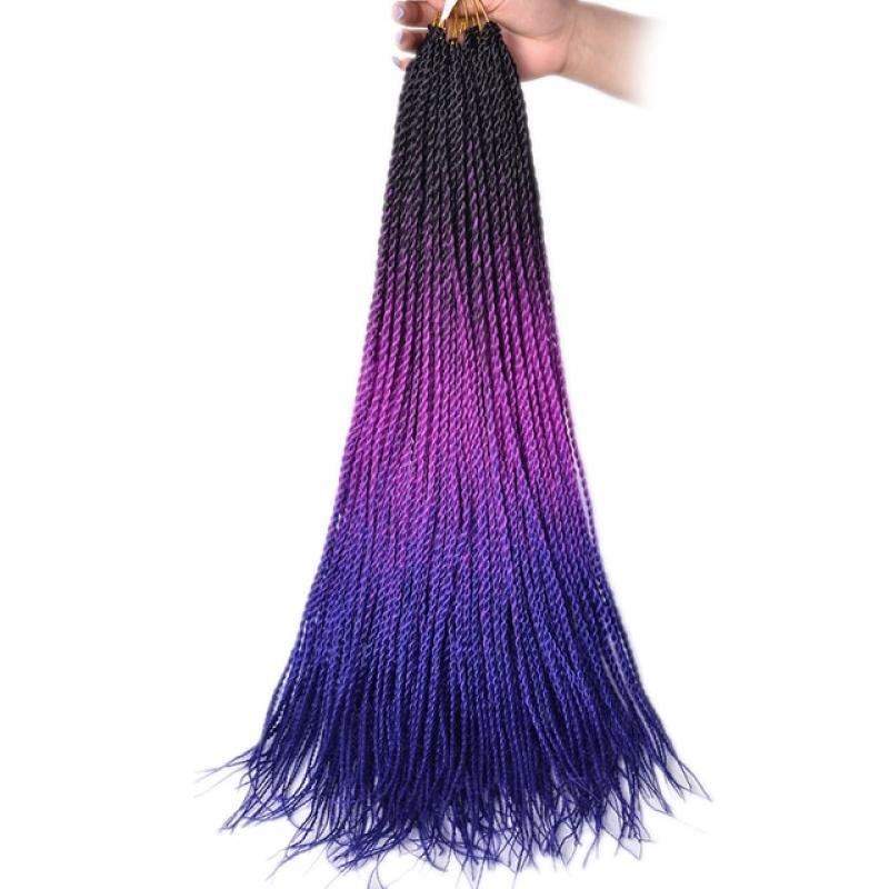 24 Inch Senegalese Twist Crochet Braids Thin Senegal Twists For Women Blue Ombre Synthetic Braiding Hair Extensions For Daily