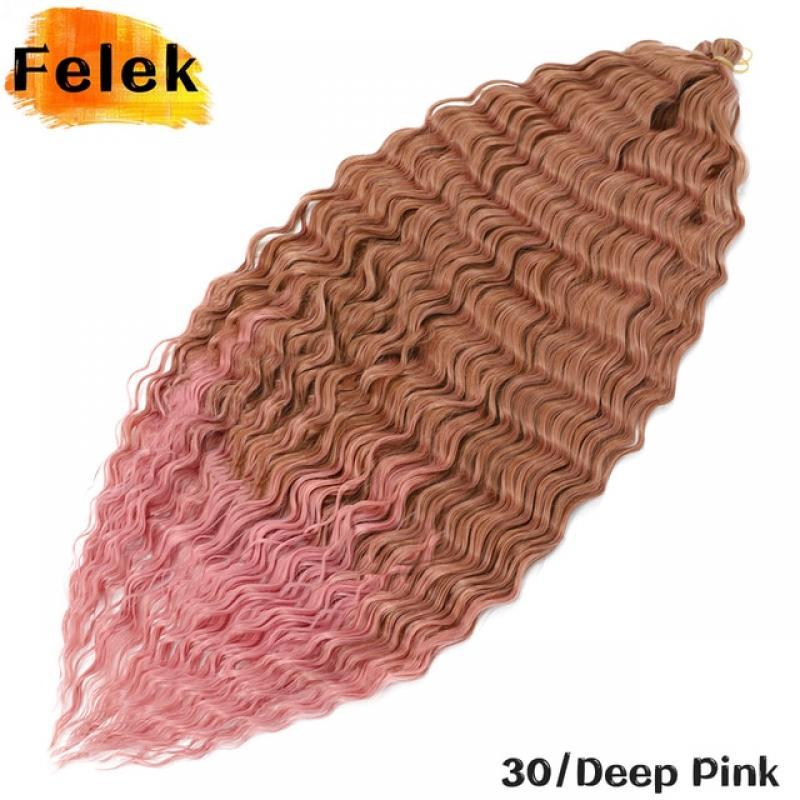 Deep Wave Twist Crochet Hair Crochet Braid Ombre Braiding Hair Extensions Synthetic Afro Curls For Women Low Tempreture FELEK