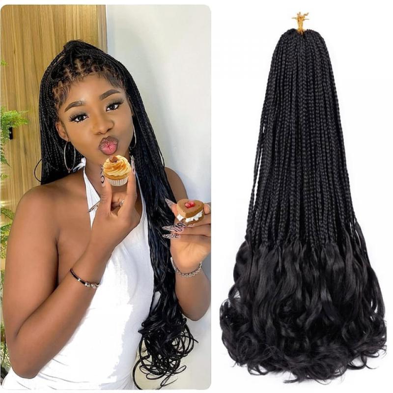 Hair Nest French Curl Crochet Braids Goddess Box Braids Crochet Hair Pre Looped French Curly Braiding Hair Extensions
