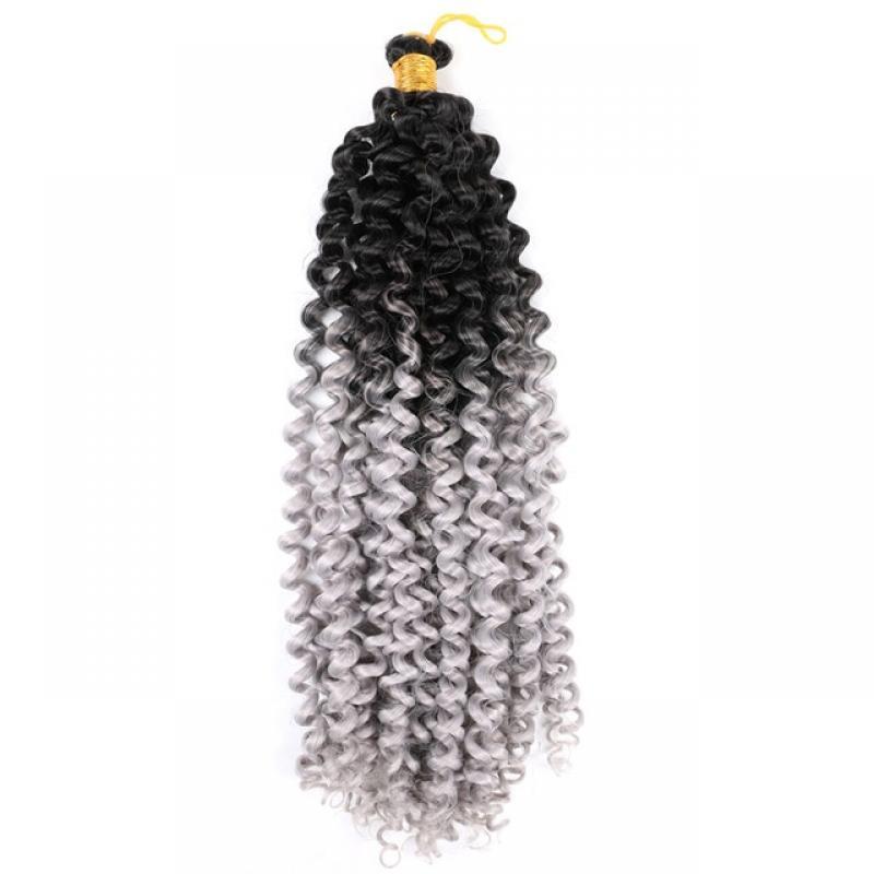 Afro Curls Hair Bundles Synthetic Braiding Hair Extensions Water Wave Bundles For Women Afro Kinky Curl Twist Crochet BraidsGrey