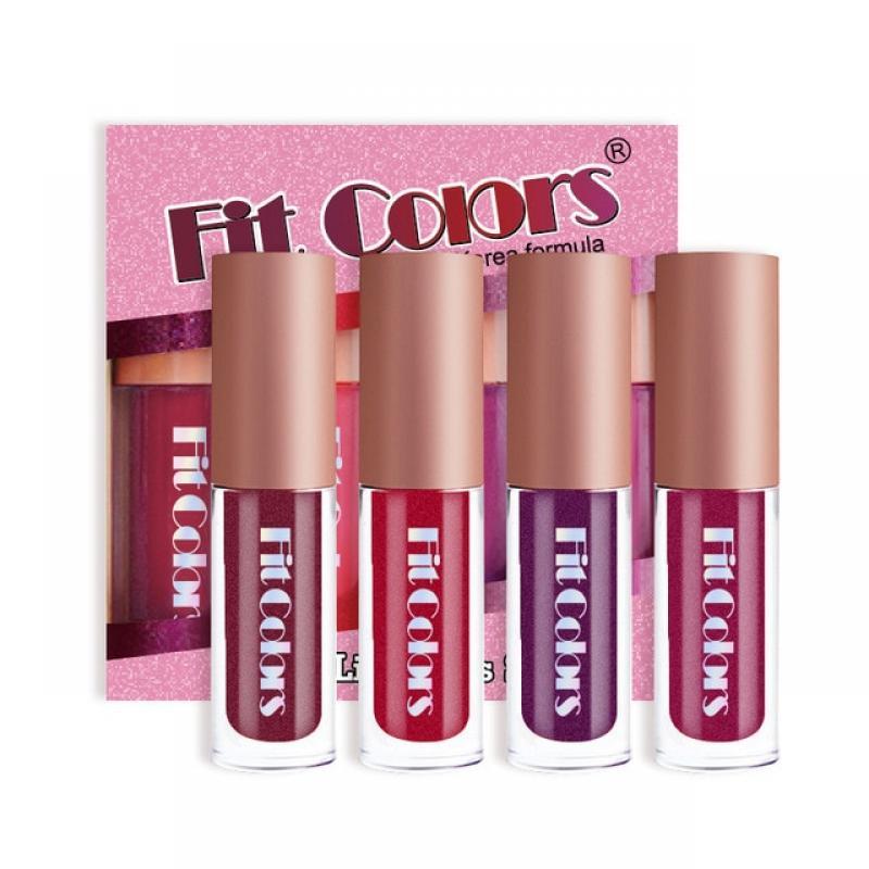 4Pcs/Set Metallic No-stick Cup Lip Gloss Pearly Diamond Fine Glitter Matte Moisturizing Waterproof Lip Glaze Liquid Lipstick Kit