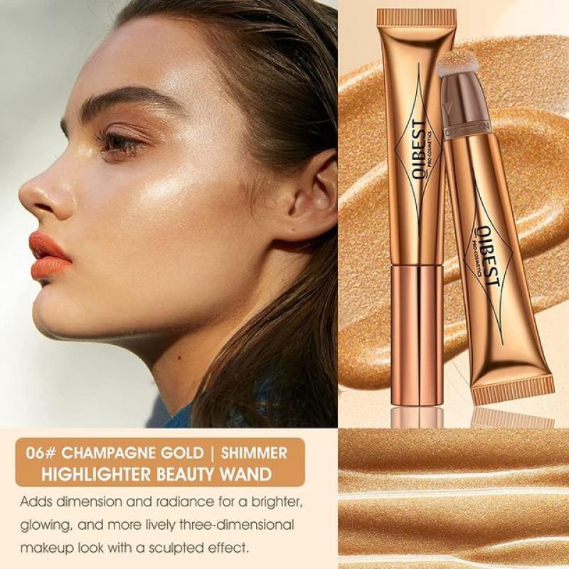 QIBEST Face Liquid Blusher Natural Cream Cheek Eye Tint Peach Blush Makeup Multi-use Stick Contour Blush Brighten Cheek Cosmetic