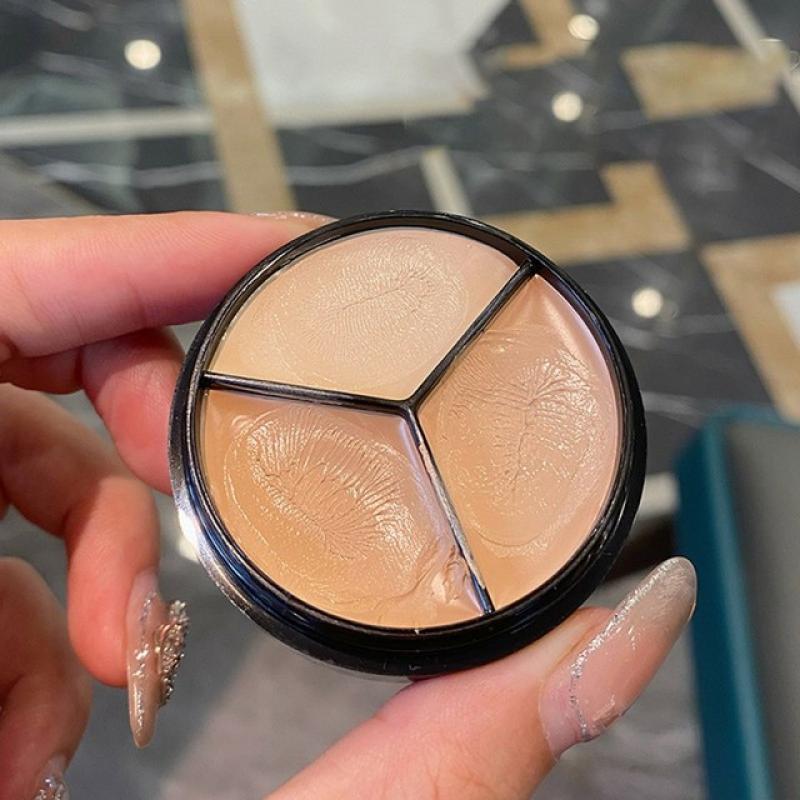 Moisturizing Concealer Palette with Brush 3 Colors Full Coverage Acne Spot Dark Circles Contour Concealer Cream Makeup Cosmetics
