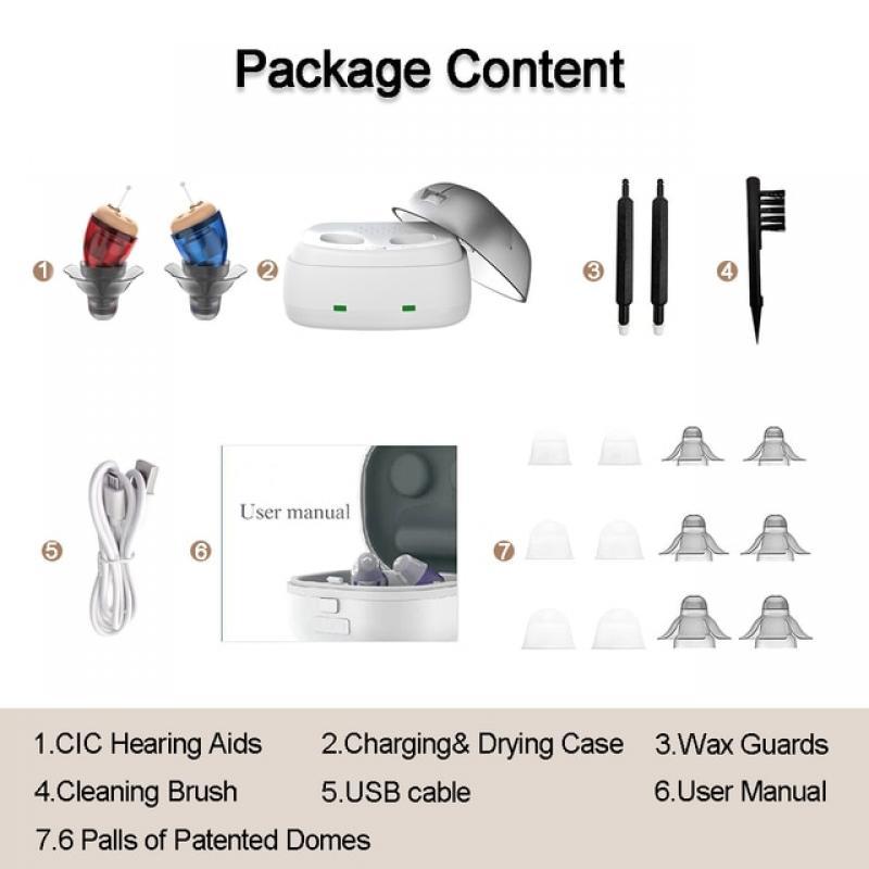 2023 Best Hearing Aids Rechargeable Invisible For Deafness Elderly Adjustable Micro Wireless Digital Hearing Aid Sound Amplifier