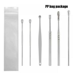 6PCS Ear Cleaner Wax Removal Tool Earpick Sticks Earwax Remover Curette Ear Pick Cleaning Ear Cleanser Spoon Health Care Earpick