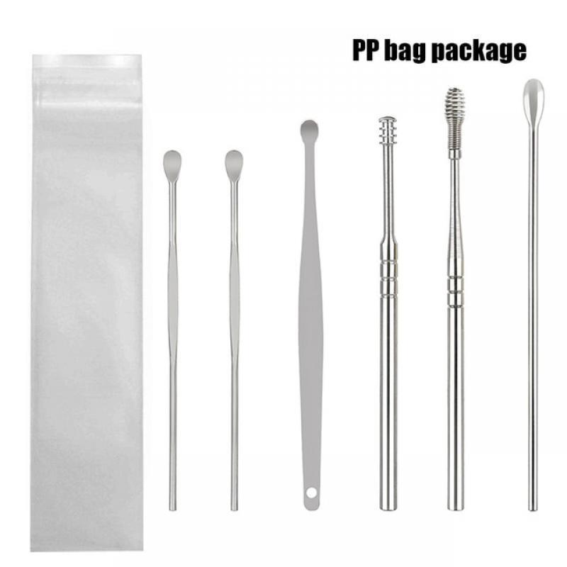 6PCS Ear Cleaner Wax Removal Tool Earpick Sticks Earwax Remover Curette Ear Pick Cleaning Ear Cleanser Spoon Health Care Earpick