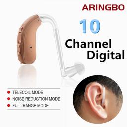 2023 New Hearing Aid BTE Sound Amplifier Adjustable Digital 10 Channel Hearing Aids For Elderly Hearing Loss Patient Audifonos