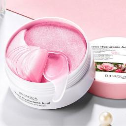 60pcs BIOAQUA Rose Hyaluronic Acid Eye Mask Anti Dark Circles Eye Bags Moisturizing Anti-Wrinkle Eye Patches Skin Care Products