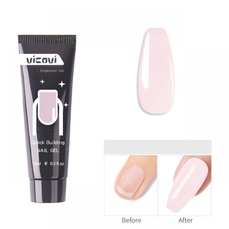 15ml Nail Extension Gel Acrylic Nude White Clear Polys Building Gel 1 Bottle Prolong Form Tips Manicure UV Polish Gel GJ-1*012
