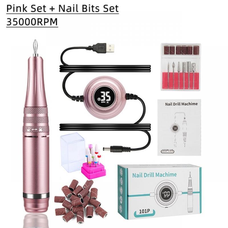 45000RPM Electric Nail Drill Machine Rechargeable Manicure Machine With LCD Display Portable Cordless Drill Set Nail Art Tools