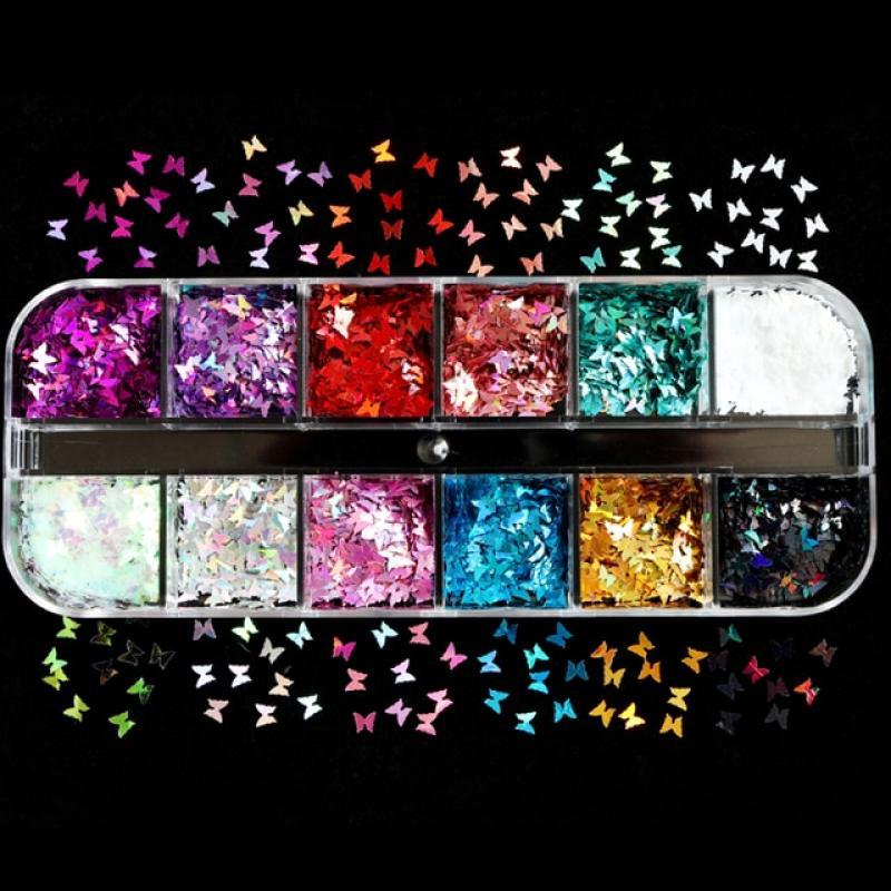 Laser Gold Silver Star Shape Nail Sequins Holographic 3D Glitter Flakes Paillettes Kit For Nail Art Decorations Charms Manicure