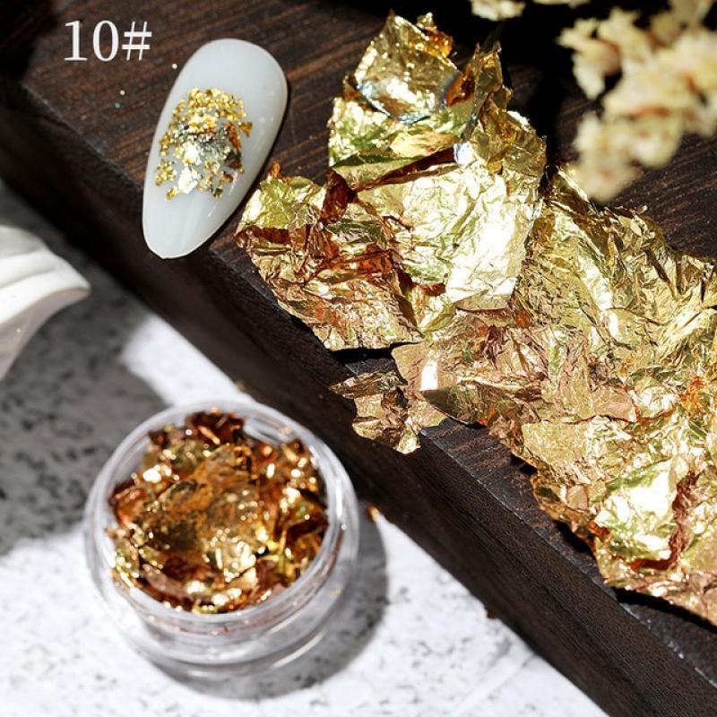 1 Box Nail Art Gold Silver Foil Paper 3D Irregular Aluminum Sticker DIY Manicure Glitter UV Gel Polish Nail Decoration Tools