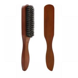 Barber Solid Wood Boar Shaving Brush Beard Massage Black Boar Bristle Hair Brush Curved Wooden Men Beard Mustache Brushes