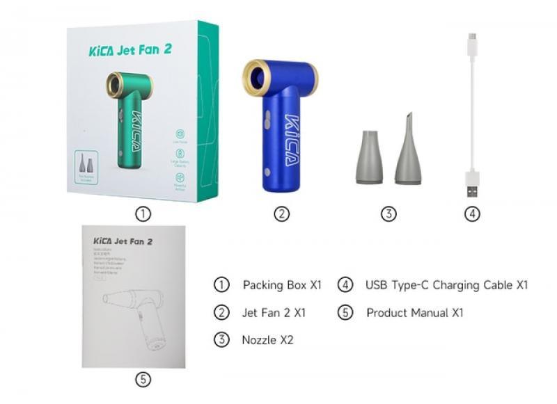 KICA Jetfan 2 Compressed Air Duster Electric Air Dust Blower Portable Cordless Computer Keyboard Cleaner for PC Car 100000RPM