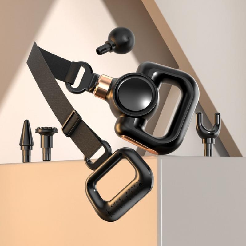 Fascial Gun Muscle Relaxing Vibration Massager Multifunction Massage-Head and Belt Body Relaxer Massage Gun Deep Tissue Relax