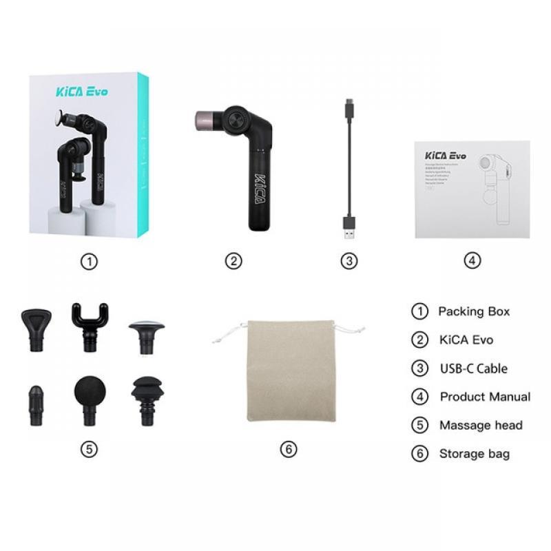 KICA Evo Heating Foldable Muscle Massage Gun Professional Body Back Neck Massager Pain Relief with 9cm Retractable Extension Rod