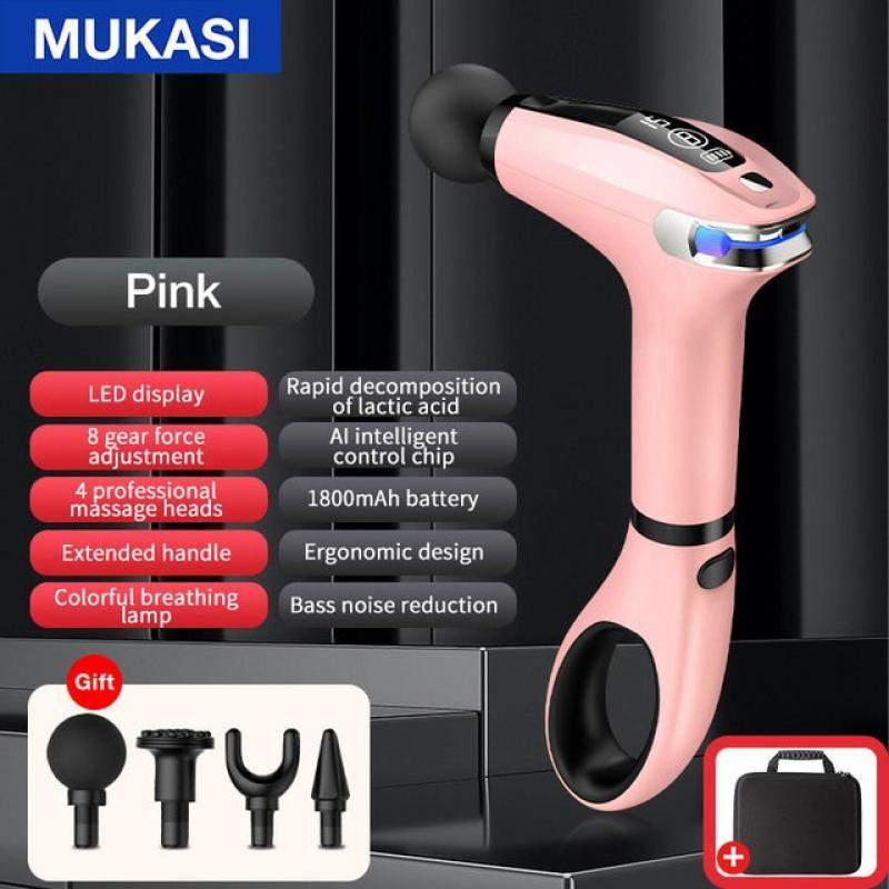 MUKASI Extended Massage Gun LCD Electric Fitness Massager Deep Tissue Muscle Massage for Full Body Back and Neck Pain Relief