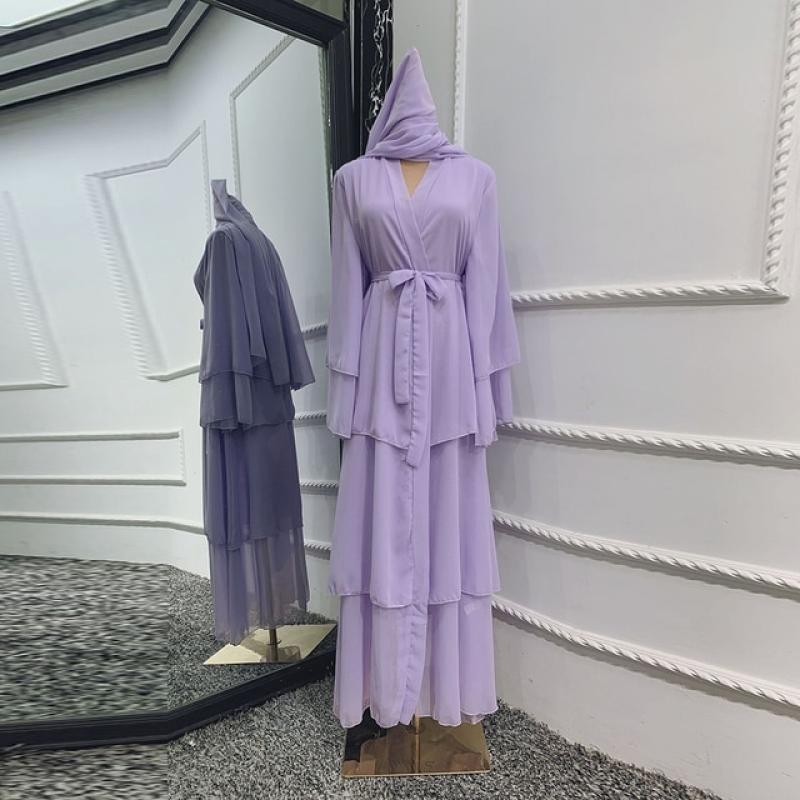 Chiffon Robe Longue Kimono Femme Musulmane Open Abaya Dubai Turkey Islam Arabic Muslim Dress Abayas For Women Caftan Marocain