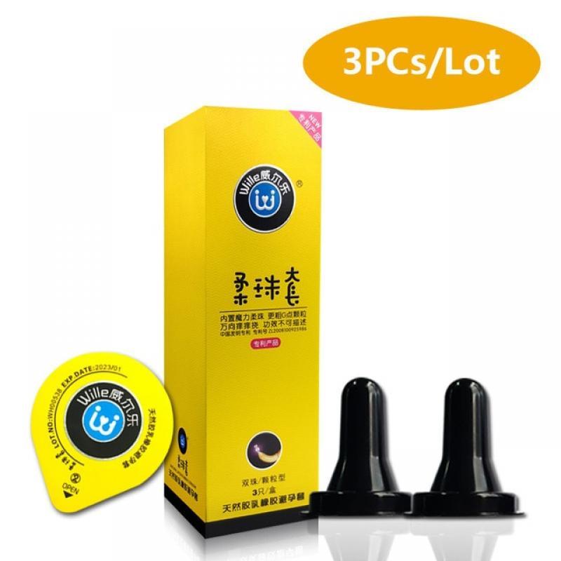 Double Massage Balls Condoms Sleeve For Penis G-spot Stimulator Condom Set Dual Beads Dotted Condoms Sex Products For Couple