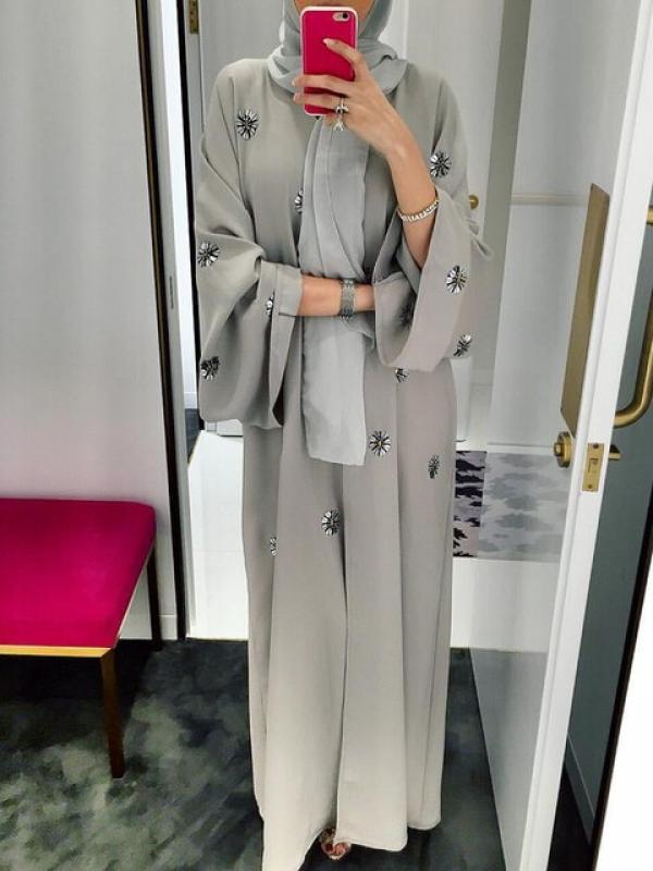 Siskakia Dubai Abaya Muslim Fashion Handmade Sequins Embroidered Cardigan Robe Marocain Turkish Islamic Kimono Ramadan Eid