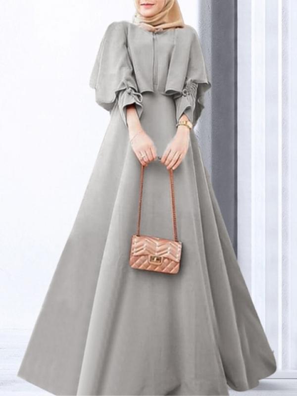 Elegant Long Sleeve Abaya Maxi Dress ZANZEA Women's Muslim Dress Spring Dubai Turkey Hijab Sundress Islamic Clothing Femme Robe