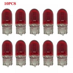 10X White T10 W5W 501 194 Clear Signal Lamp Glass 12V 5W Warm White Red Blue W2.1x9.5d Single Filament Car Bulb Auto Light