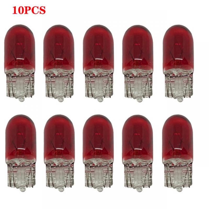 10X White T10 W5W 501 194 Clear Signal Lamp Glass 12V 5W Warm White Red Blue W2.1x9.5d Single Filament Car Bulb Auto Light