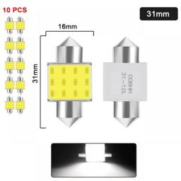 10 PCS C10W C5W LED COB Bulb Festoon 31/36mm 39mm 41mm Car Interior Dome Reading Light Trunk License Plate Lamp 12V White 7000K