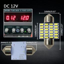 2pcs 1.44W 28mm 31mm 3014 24SMD 6000K C5W C10W Festoon LED Interior Map Dome Door Reading Panel Lights Bulbs White DC12V
