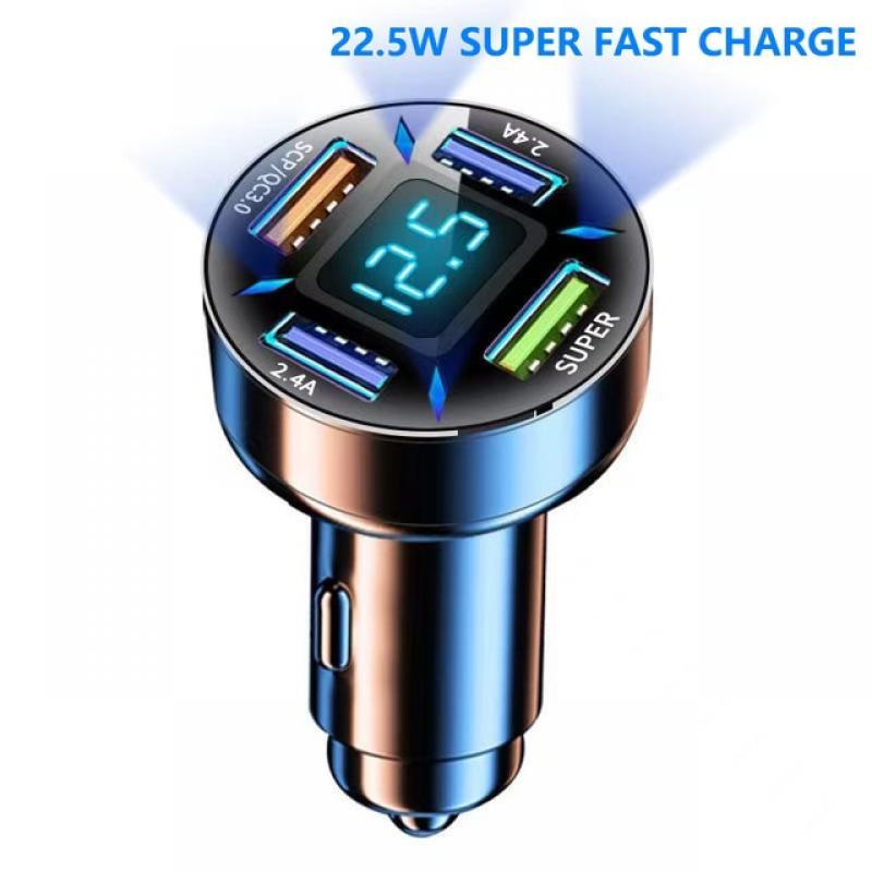 USB Car Charger Fast Charging 66W 4 Ports PD+QC3.0 Fast Charging Car Adapter Cigarette Lighter Socket Splitter for IPhone Xiaomi
