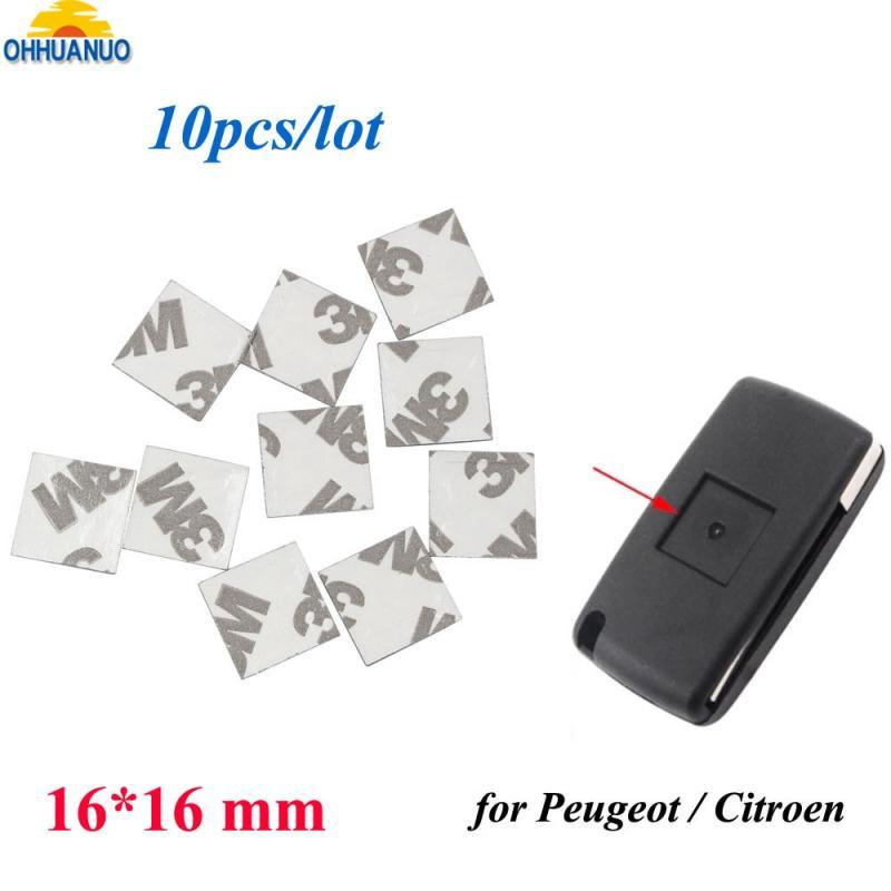 10pcs/lot, Diameter 16x16mm Square Oval Sticker Remote Car Key Emblem Logo Replacement for Peugeot for Citroen Remote Key