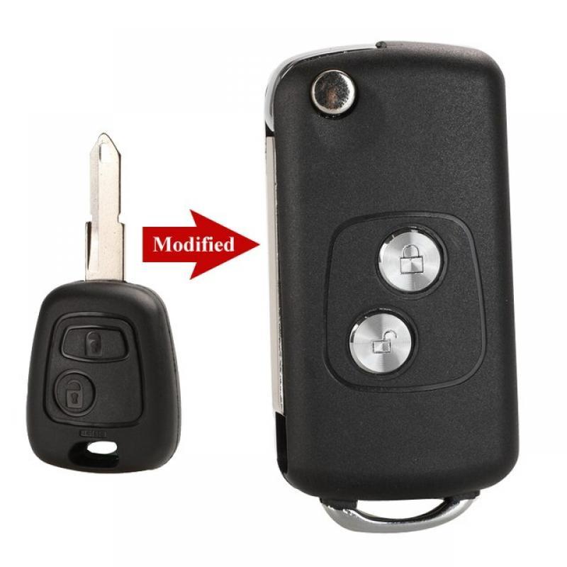 jingyuqin 2 BTN Modified Flip Remote Car key Shell for Citroen C1 C2 C3 C4 Picasso Xsara Peugeot 206 306 307 107 207 407 Partner