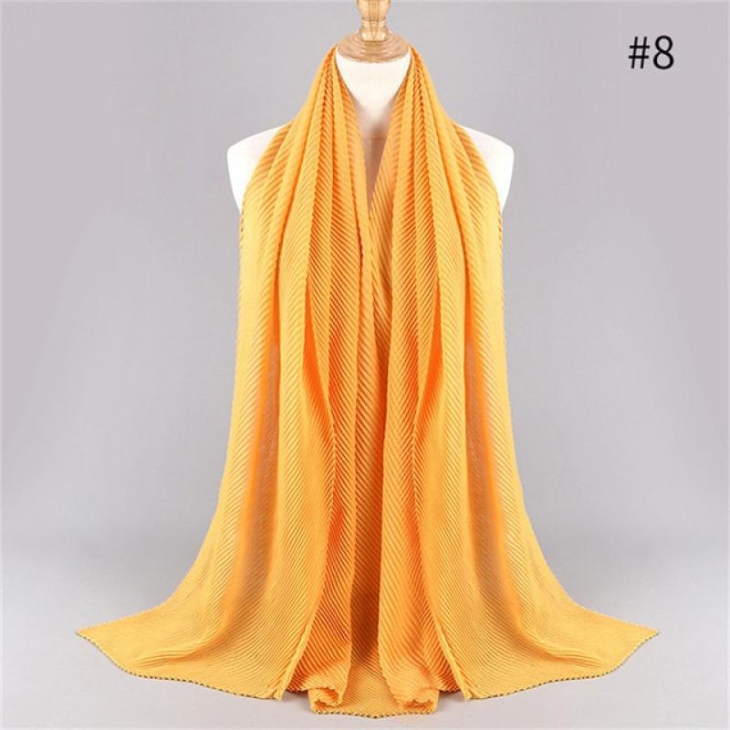 2022 New 180x90CM Muslim Solid Color Folds Striped Women's Hijab Women's Fashion Oversized Shawl Scarf Ready Turban Headscarf