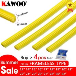 2pcs Car Wiper Blade Silica Gel Silicon Refill Strips For Frameless Wipers 6mm 12
