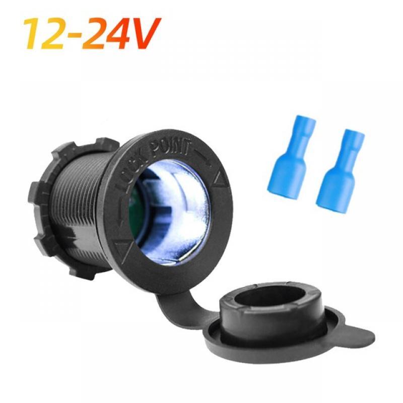 Car Cigarette Lighter Socket Marine Motorcycle ATV RV Lighter Socket Power Outlet Socket with Led Receptacle 12V Waterproof Plug